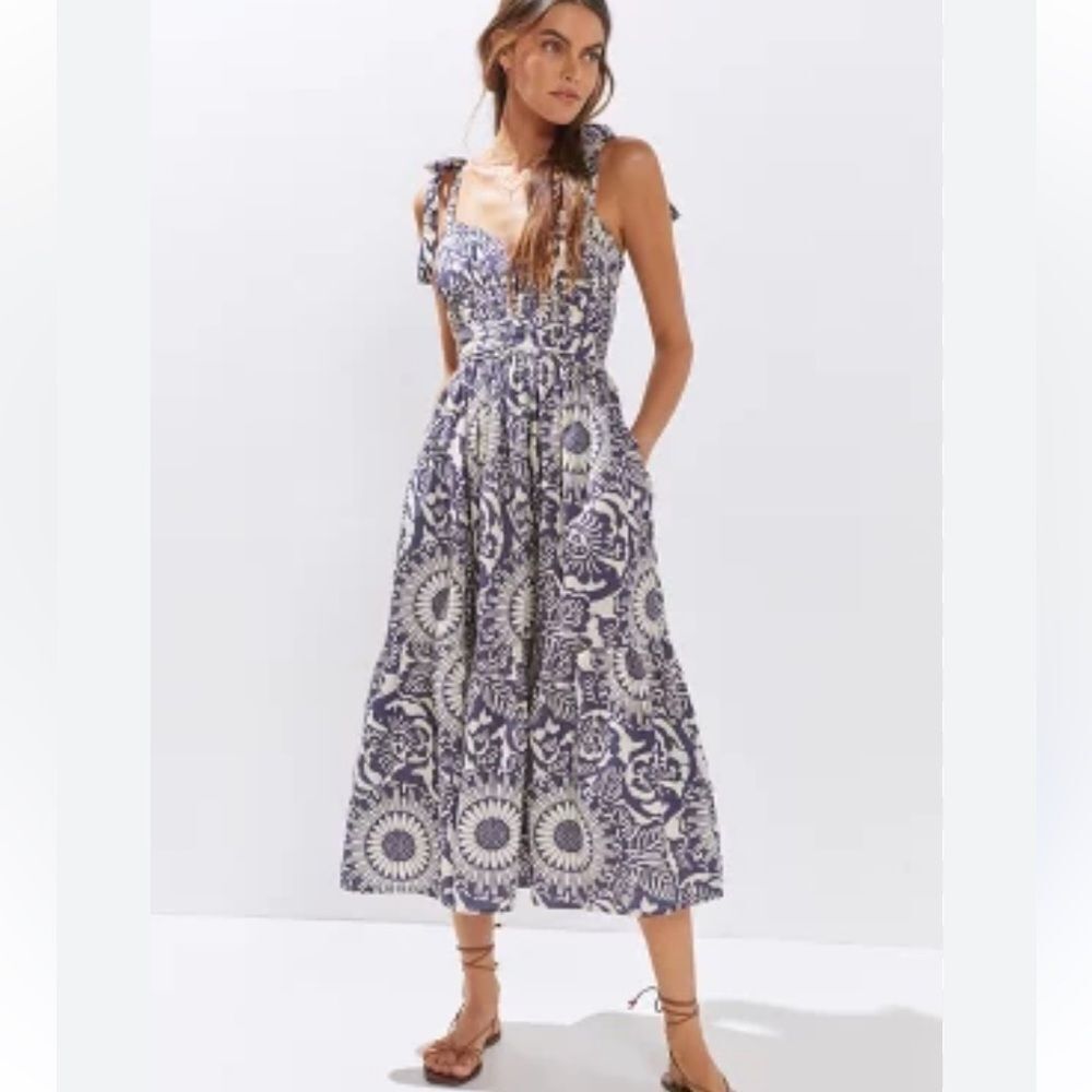 Anthropologie Flounced Floral Midi Dress Forever That Girl